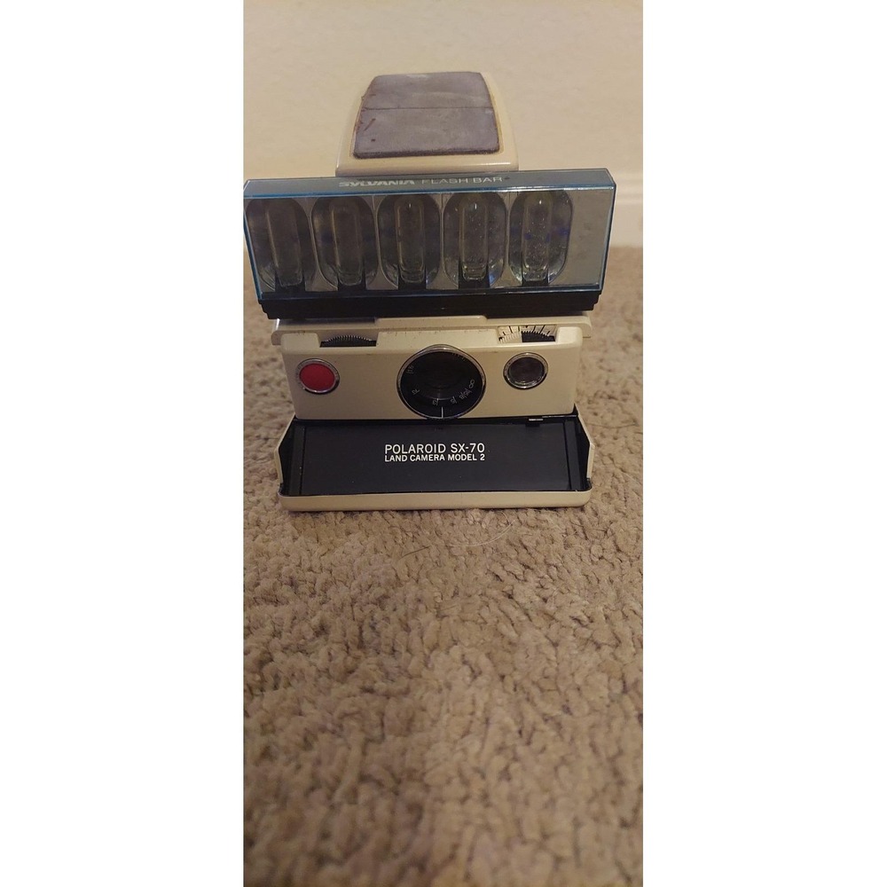 Polaroid SX-70 Land Camera Model 2 + Flash Bar | Vintage Folding Instant Camera